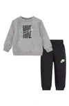 Nike Rise Fleece Crewneck Sweatshirt & Joggers Set In Black