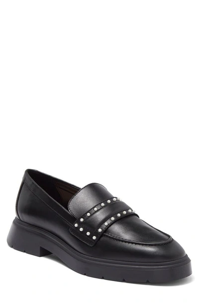 Stuart Weitzman Darcy Imitation Pearl Loafer In Black