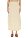 Jil Sander Boiled Wool Midi Skirt In Ivory
