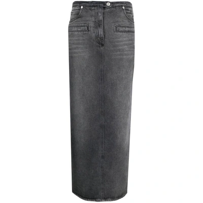 Courrèges Heritage Cut-out Stonewashed Denim Skirt In Grey