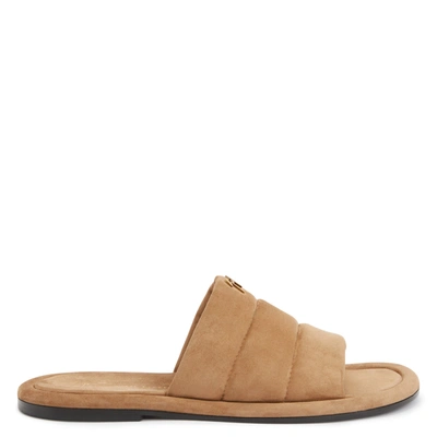 Giuseppe Zanotti Harmande Quilted Suede Slides In Brown