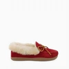 MINNETONKA WOMEN'S ALPINE SHEEPSKIN MOC SLIPPERS IN RED