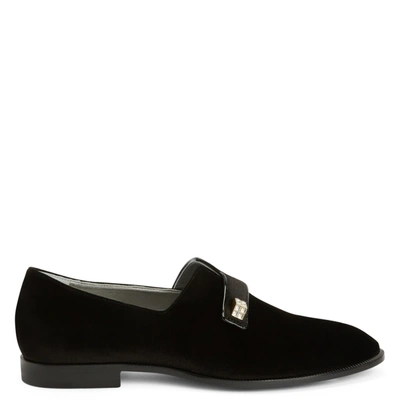 Giuseppe Zanotti Anewman Velvet Loafer In Black