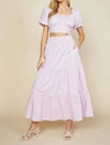 SKIES ARE BLUE POPLIN TIERED MAXI SKIRT IN LAVENDER