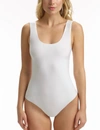 Commando Butter Scoop Neck Tank Thong Bodysuit In White