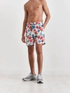 WAX LONDON NODEN SWIM SHORT IN RED BLUE FLORAL SEERSUCKER