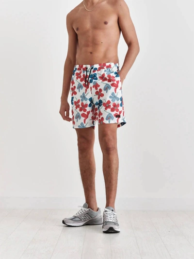 Wax London Noden Swim Short In Red Blue Floral Seersucker In Multi