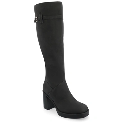 Journee Collection Women's Letice Tru Comfort Foam Wide Width Regular Calf Platform Square Toe Boots In Black