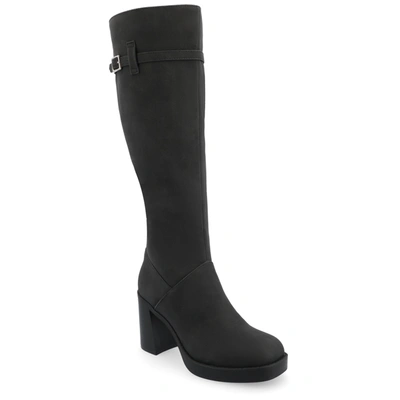 Journee Collection Women's Letice Tru Comfort Foam Wide Width Wide Calf Platform Square Toe Boots In Black