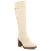 Journee Collection Women's Letice Tru Comfort Foam Wide Width Regular Calf Platform Square Toe Boots In Cream