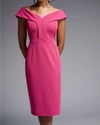Joseph Ribkoff Off-shoulder Shift Dress In Hibiscus Pink In Pink