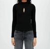 Re/done Keyhole Mock Neck Top In Black