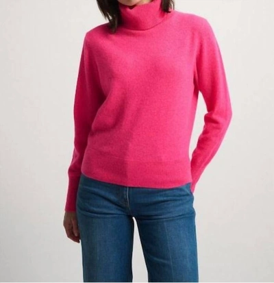 White + Warren Essential Cashmere Turtleneck Sweater In Bright Rose In Pink