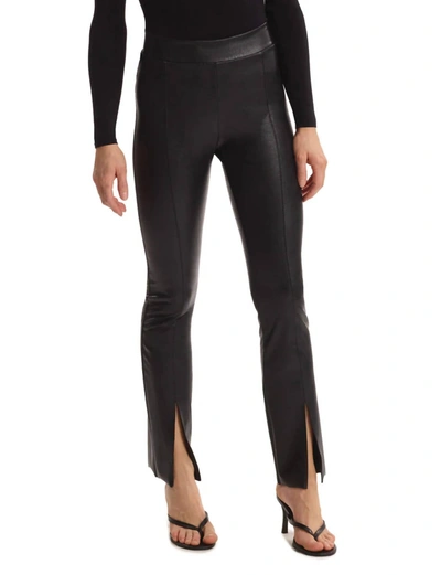 Commando Mid-rise Faux Leather Split Flared Leggings In Black