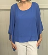 Joseph Ribkoff Drape Sleeve Top In Blue Iris In Blue