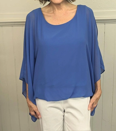 Joseph Ribkoff Drape Sleeve Top In Blue Iris