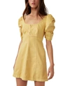 Free People Cheyenne Denim Minidress In Beige