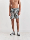 Wax London Noden Swim Short In Khaki Multi Floral Seersucker In Multi