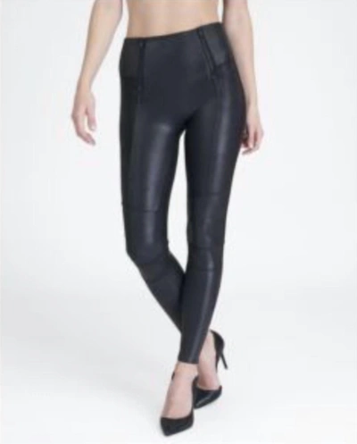 Spanx Faux Leather Hip Zip Leggings In Black
