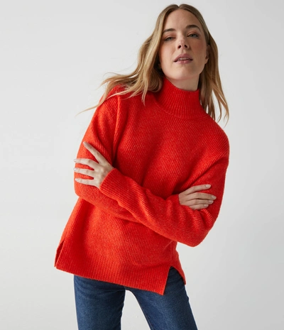 Michael Stars Zion Mock Neck Sweater In Tangerine