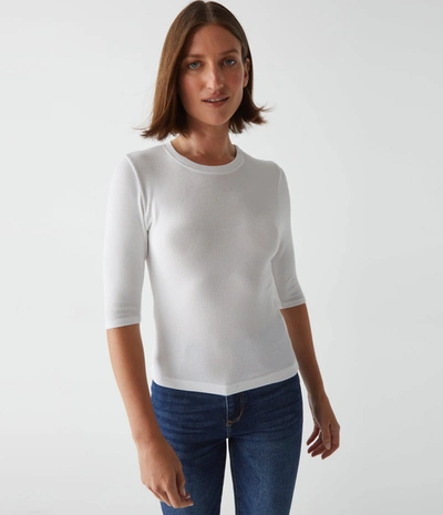 Michael Stars Maeve Cropped Ribbed Tee In White