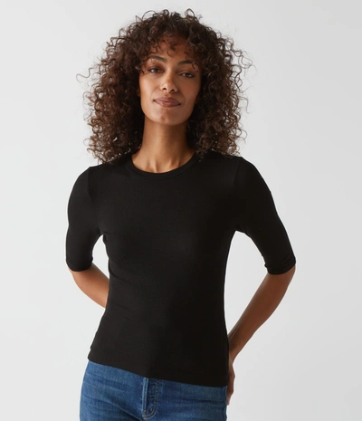 Michael Stars Maeve Cropped Ribbed Tee In Black