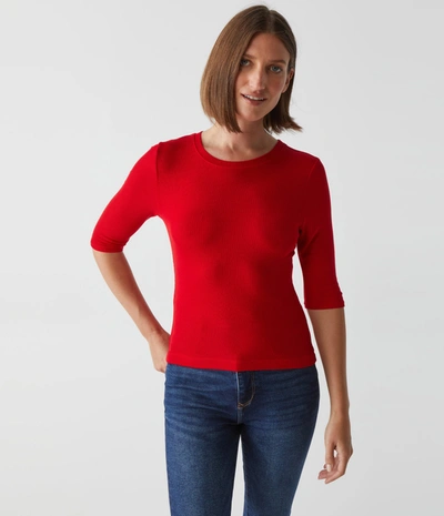 Michael Stars Maeve Cropped Ribbed Tee In Cardinal