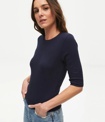 Michael Stars Maeve Cropped Ribbed Tee In Admiral