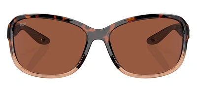 Costa Del Mar Seadrift Shny Tort Fade Copr 580p  Butterfly Polarized Sunglasses In Brown