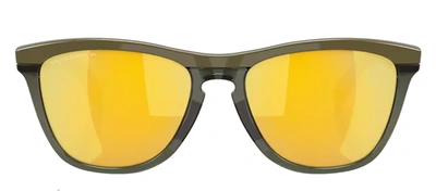 Oakley Frogskins Range Drk Brsh Oliv Ink Przm 24k Pol 0oo9284-08 Round Polarized Sunglasses In Yellow