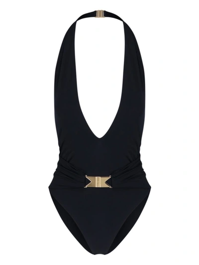 Alaïa Belt Detail One-piece Swimsuit In Black