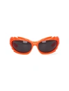 Balenciaga Angular Bold Sunglasses Unique Shape In Orange