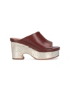 Chloé Oli Leather Platform Mules In Brown