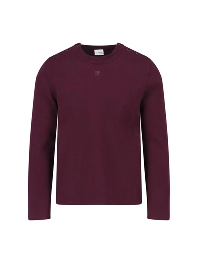 Courrèges Snaps Milano Knit Sweater In Violet