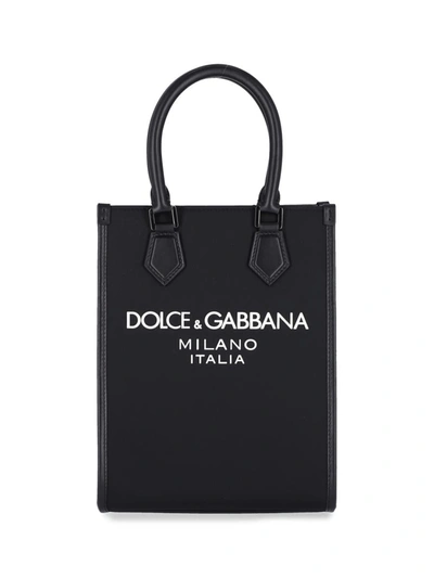 Dolce & Gabbana Nylon Tote Bag In Black
