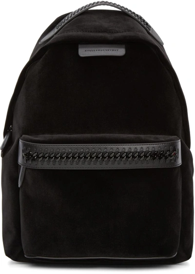 Stella Mccartney Falabella Medium Velvet & Faux Leather Backpack In Black