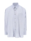 Our Legacy Textured Fabric Button-down Collar Shirt In Blue