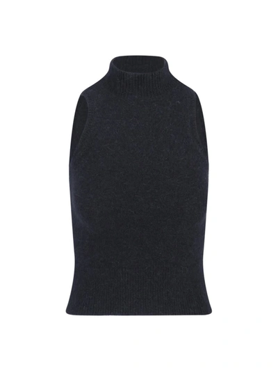 Patou Knit Sleeveless Top In Black  