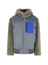 Sacai Bomber Jacket With Teddy Hood And Sleeves In Multi