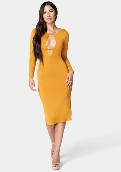 Bebe Open Neck Midi Dress In Autumn Blaze