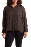 Max Studio Circle Stripe Long Sleeve Button-up Shirt In Black/vicuna Diamond Chain