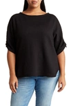 MAX STUDIO WAFFLE KNIT RUCHED TOP