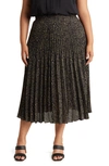 Max Studio Printed Release Pleat Skirt In Army/ Black Mini Cheetah