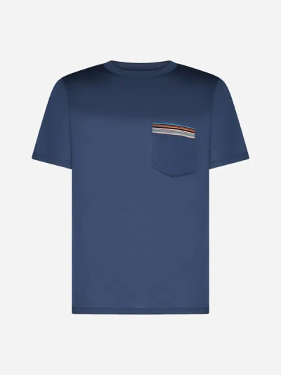 Paul Smith Striped Pocket Cotton T-shirt In Navy