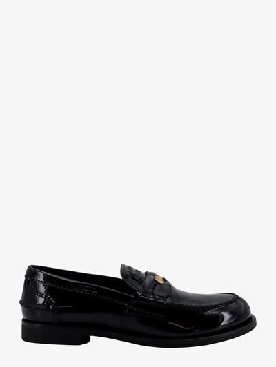 Miu Miu Round Toe Penny Loafers In Black