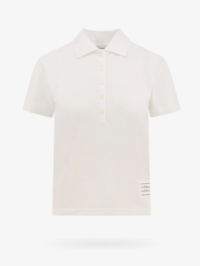 Thom Browne Polo Shirt With Tricolor Detail On The Back In White