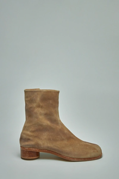 Maison Margiela Tabi-toe Leather Boots In Brown