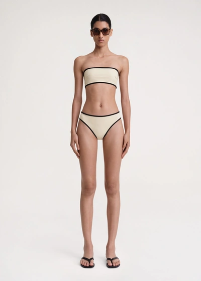 Totême Strapless Bikini Top With Contrasting Edges In Light Hay