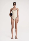 Totême Stripe Edge Swimsuit Light Hay In Light Hay