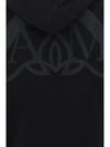 Alexander Mcqueen Black Cotton Hoodie With Side Logo Bands In Black